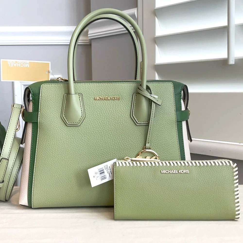 🍀NeW! Michael Kors Mercer Belted Satchel Set - Picture 1 of 11